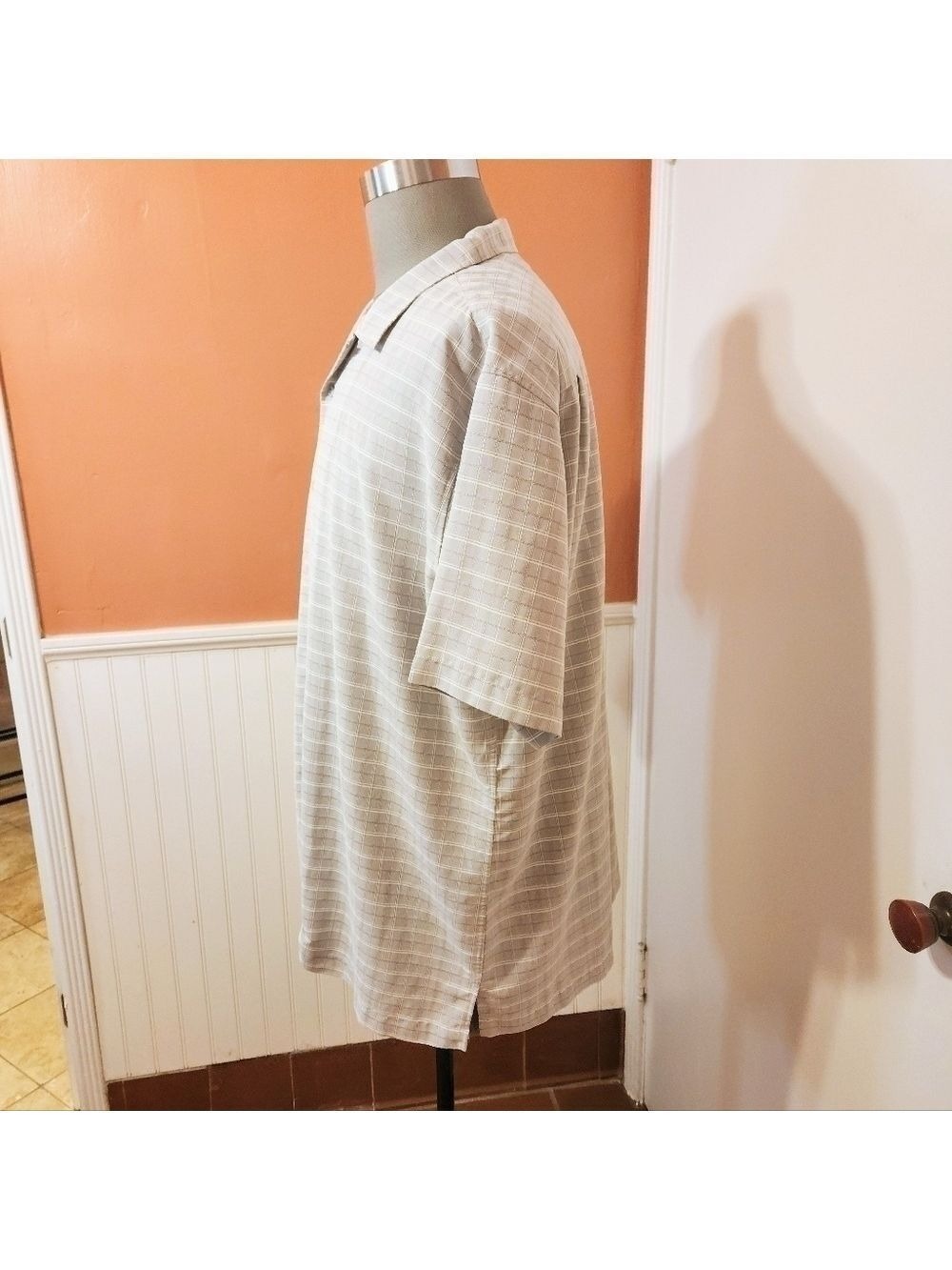 Alfani Mens Grey White Plaid Modal Blend Shirt 2XL - Picture 4 of 10